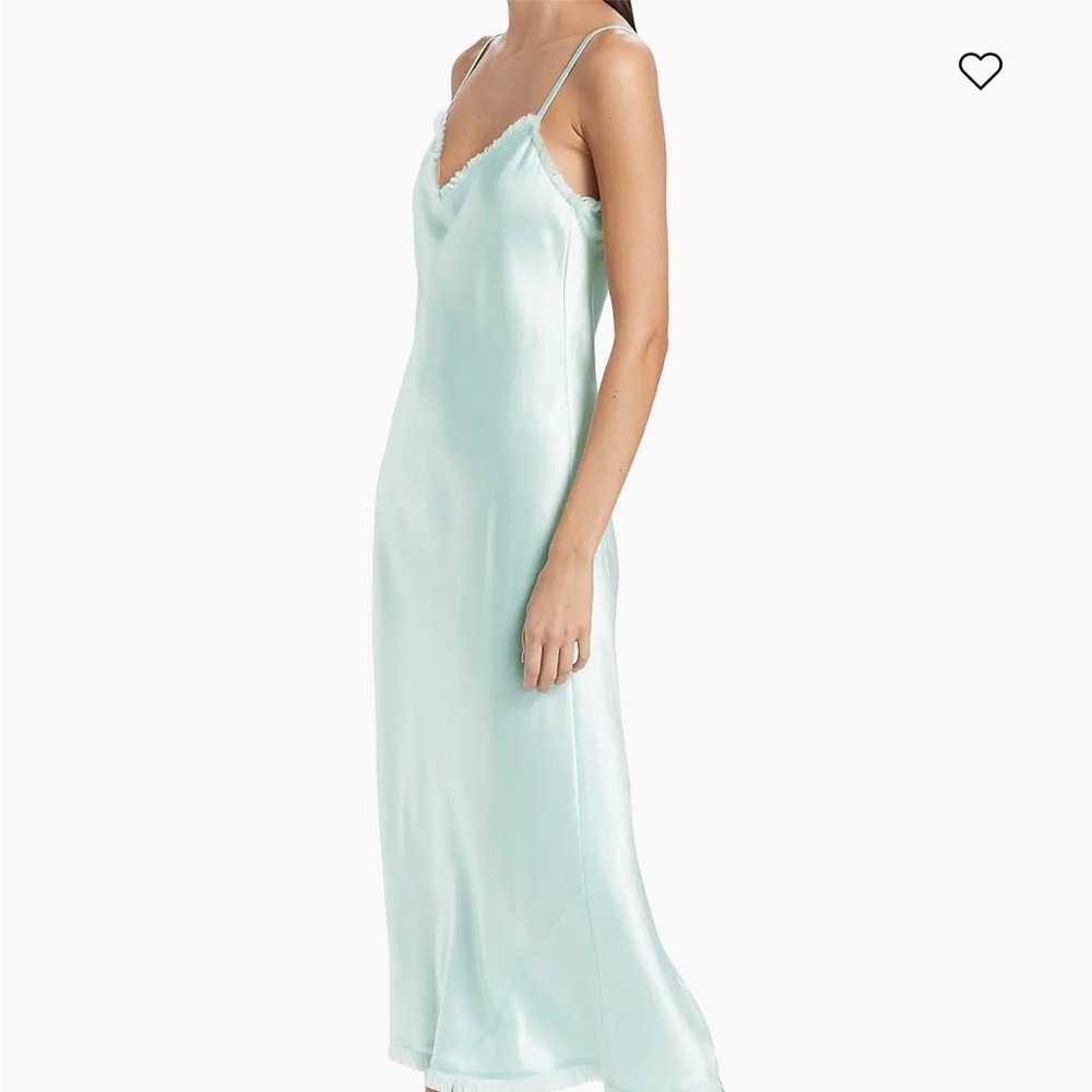 Vince Satin Frayed-Edge Cami Midi-Dress